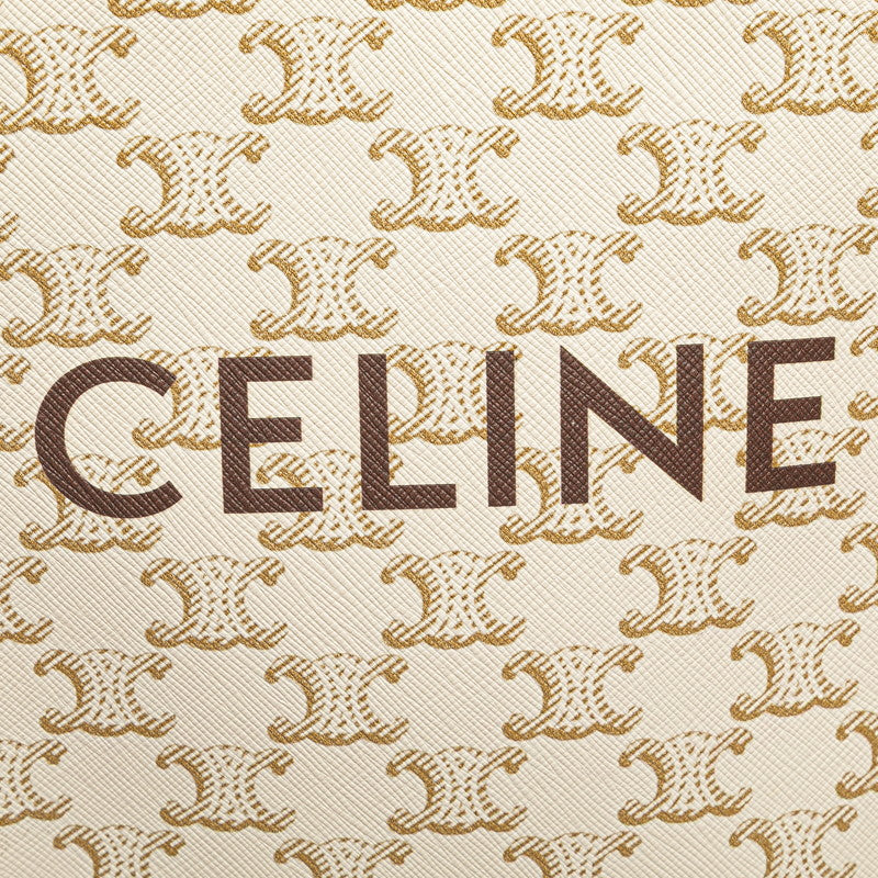 セリーヌ トリオンフ ミニ バーティカル カバ ハンドバッグ ショルダーバッグ 2WAY ホワイト ブラウン PVC レザー レディース CELINE 【中古】