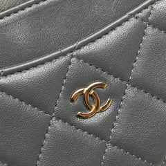 シャネル マトラッセ ココマーク カードケース コインケース フラグメントケース グレー系 ラムスキン レディース CHANEL 【中古】