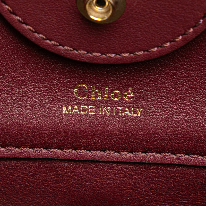 クロエ KEY キー バケットバッグ スモール 斜め掛け ショルダーバッグ ベージュ ワインレッド レザー リネン レディース Chloe 【中古】