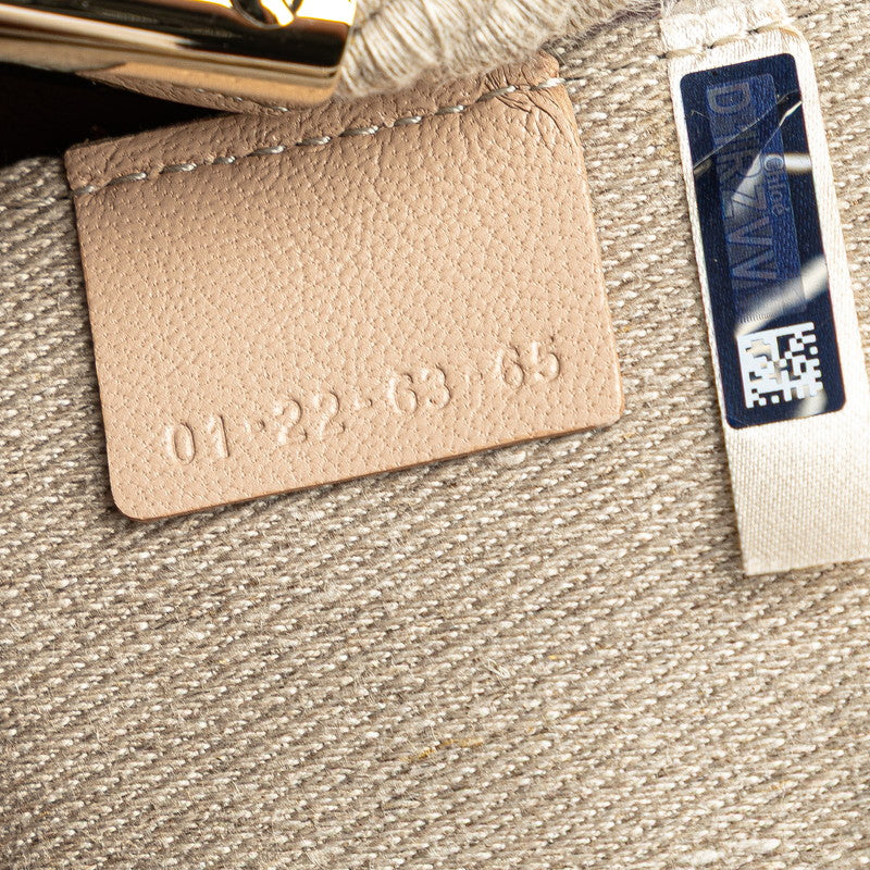 クロエ KEY キー バケットバッグ スモール 斜め掛け ショルダーバッグ ベージュ ワインレッド レザー リネン レディース Chloe 【中古】
