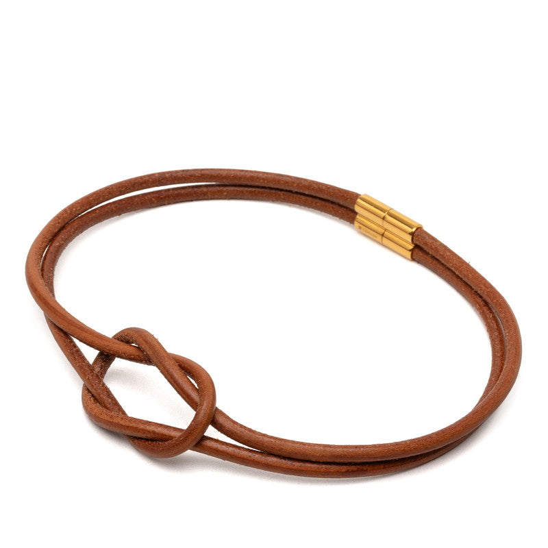 エルメス ヘラクリード チョーカー ブラウン ゴールド金具 レザー レディース HERMES 【中古】