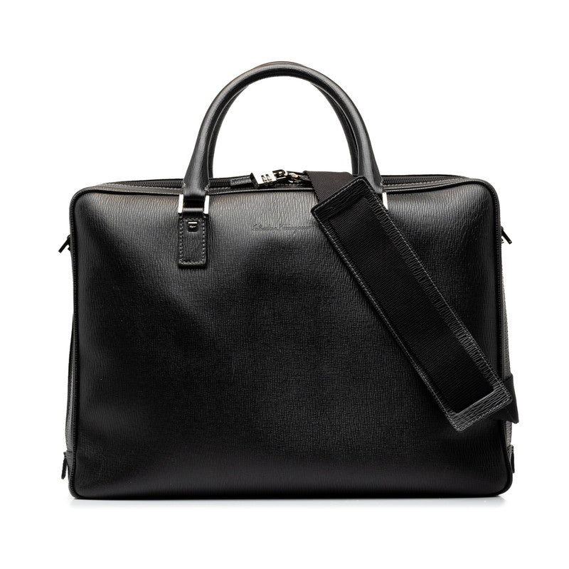 サルヴァトーレフェラガモ ビジネスバッグ ブリーフケース ショルダーバッグ 2WAY EO-24 7201 ブラック レザー メンズ Salvatore Ferragamo 中古