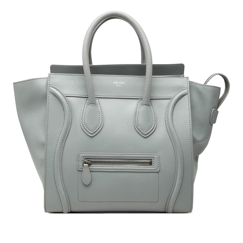 セリーヌ ラゲージ ミディアムショッパー ハンドバッグ トートバッグ グレー レザー レディース CELINE 【中古】