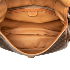 セリーヌ マカダム ショルダーバッグ メッセンジャー 斜め掛け ブラウン PVC レザー レディース CELINE 【中古】