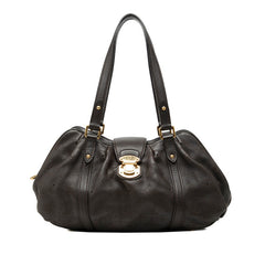 ルイ ヴィトン モノグラム マヒナ ルナーPM ハンドバッグ M97051 ショコラ ブラウン レザー レディース LOUIS VUITTON 中古