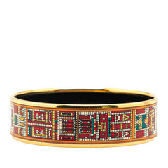 エルメス エマイユ バングル ゴールド ブラック マルチカラー メッキ レディース HERMES 【中古】