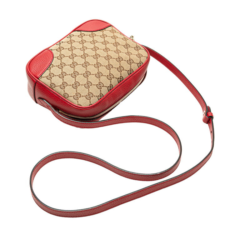 グッチ GGキャンバス ショルダーバッグ 449413 ベージュ レッド キャンバス レザー レディース GUCCI 【中古】