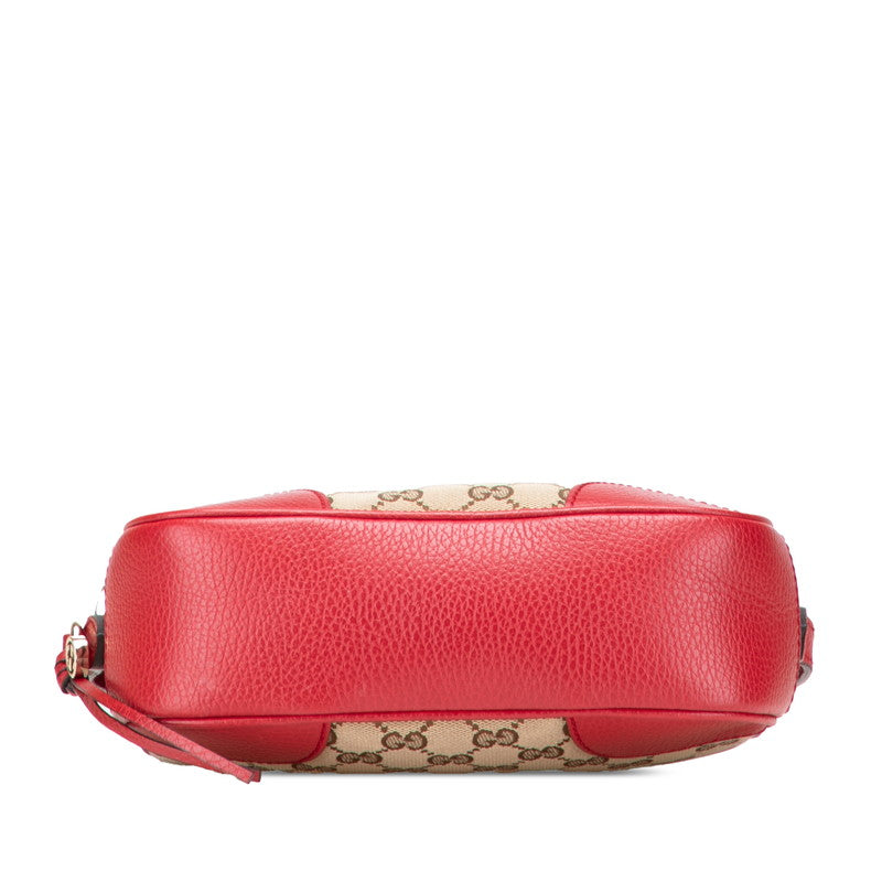 グッチ GGキャンバス ショルダーバッグ 449413 ベージュ レッド キャンバス レザー レディース GUCCI 【中古】