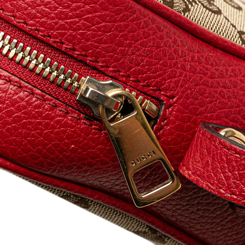 グッチ GGキャンバス ショルダーバッグ 449413 ベージュ レッド キャンバス レザー レディース GUCCI 【中古】