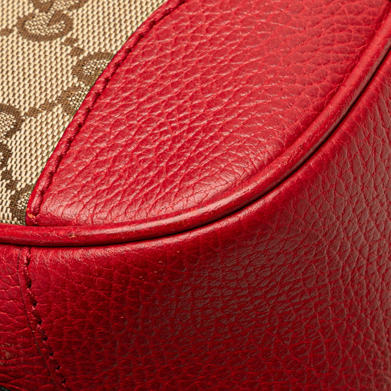 グッチ GGキャンバス ショルダーバッグ 449413 ベージュ レッド キャンバス レザー レディース GUCCI 【中古】