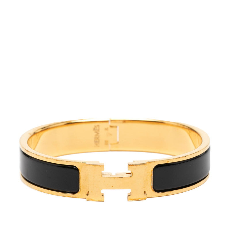 エルメス クリックH PM ブレスレット ゴールド ブラック メッキ エナメル レディース HERMES 【中古】