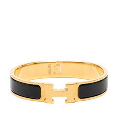 エルメス クリックH PM ブレスレット ゴールド ブラック メッキ エナメル レディース HERMES 【中古】