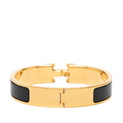 エルメス クリックH PM ブレスレット ゴールド ブラック メッキ エナメル レディース HERMES 【中古】