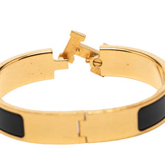 エルメス クリックH PM ブレスレット ゴールド ブラック メッキ エナメル レディース HERMES 【中古】