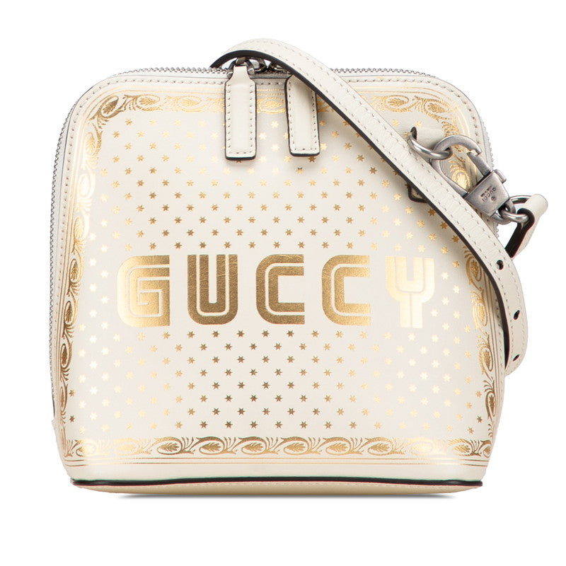 グッチ GUCCY SEGA プリント 斜め掛け ショルダーバッグ 511189 アイボリー ゴールド レザー レディース GUCCI 【中古】