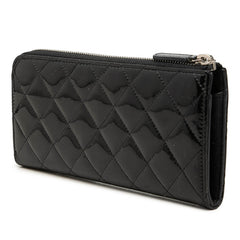 シャネル ココマーク マトラッセ 長財布 ブラック パテントレザー レディース CHANEL 中古