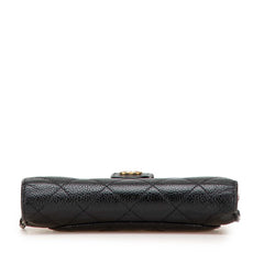 シャネル マトラッセ ココマーク 二つ折り財布 ブラック キャビアスキン レディース CHANEL 【中古】
