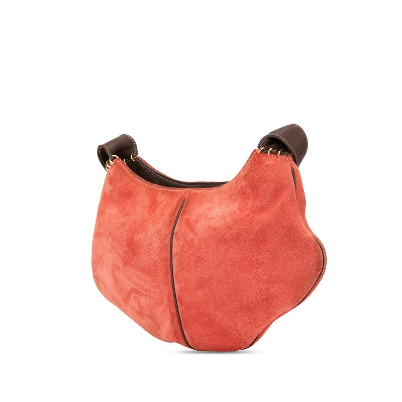 ロエベ ショルダーバッグ レッド ブラウン スウェード レザー レディース LOEWE 【中古】