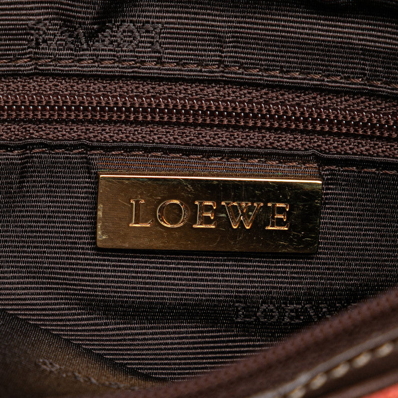ロエベ ショルダーバッグ レッド ブラウン スウェード レザー レディース LOEWE 【中古】