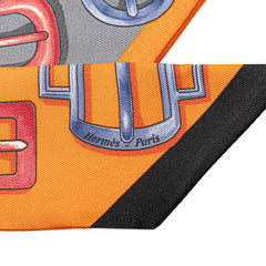 エルメス ツイリー Attelage アトラージュのバックル スカーフ オレンジ マルチカラー シルク レディース HERMES 【中古】