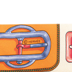 エルメス ツイリー Attelage アトラージュのバックル スカーフ オレンジ マルチカラー シルク レディース HERMES 【中古】