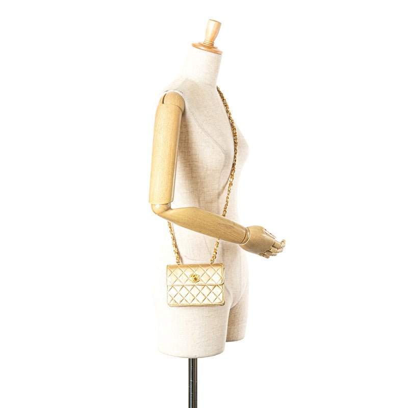 シャネル ミニマトラッセ ココマーク チェーン ショルダーバッグ ゴールド ラムスキン レディース CHANEL 【中古】