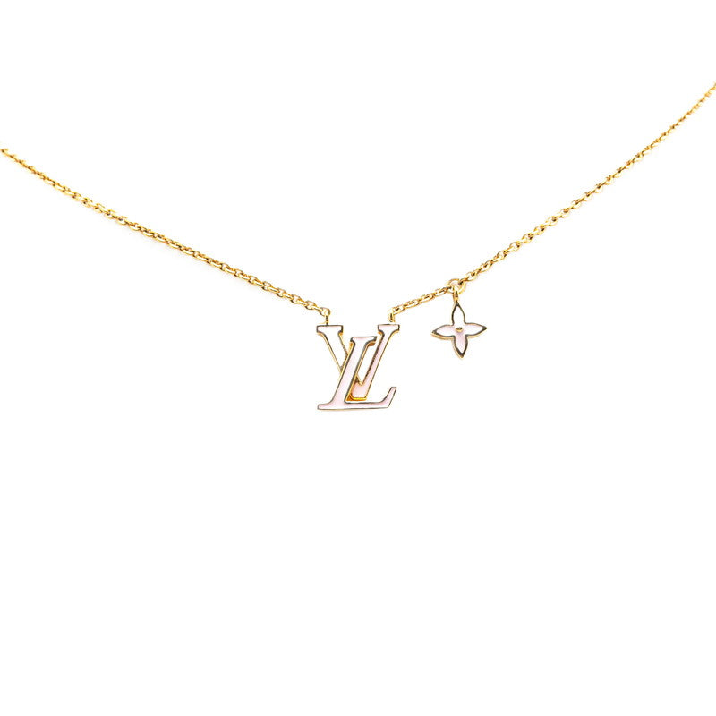 ルイ ヴィトン モノグラム フラワー コリエ LV アイコニック ネックレス M01215 ゴールド ピンク メッキ エナメル レディース LOUIS VUITTON 【中古】