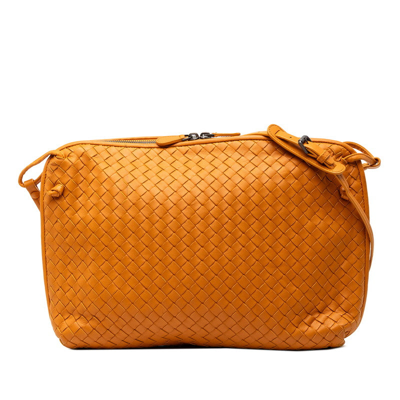 ボッテガヴェネタ イントレチャート 斜め掛け ショルダーバッグ オレンジ レザー レディース BOTTEGAVENETA 【中古】