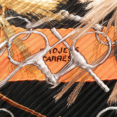 エルメス カレ90 プリーツ PROJETS CARRES 計画力 スカーフ ブラック オレンジ マルチカラー シルク レディース HERMES 【中古】