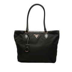 プラダ ロゴ トートバッグ ハンドバッグ 1BG159 ブラック ナイロン レザー レディース PRADA 【中古】
