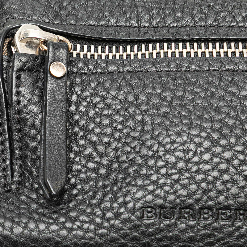 バーバリー ノバチェック 斜め掛け ショルダーバッグ ポシェット ブラック レザー レディース BURBERRY 【中古】