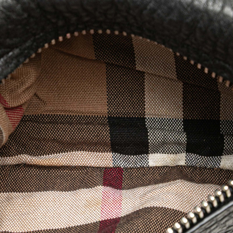 バーバリー ノバチェック 斜め掛け ショルダーバッグ ポシェット ブラック レザー レディース BURBERRY 【中古】