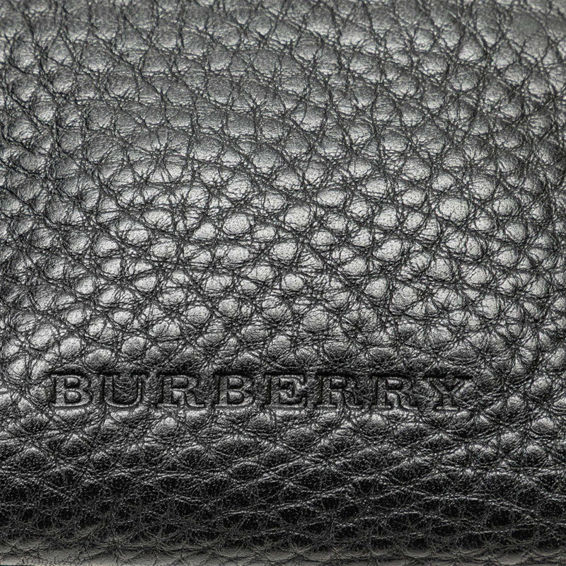 バーバリー ノバチェック 斜め掛け ショルダーバッグ ポシェット ブラック レザー レディース BURBERRY 【中古】