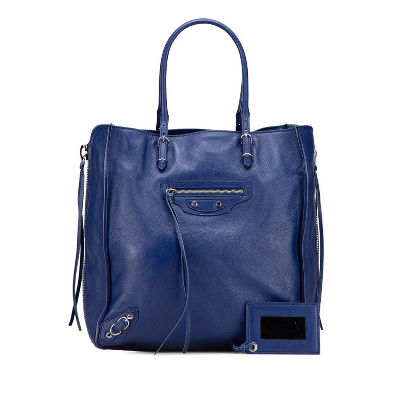 バレンシアガ ペーパー トートバッグ 357330 ブルー レザー レディース BALENCIAGA 【中古】