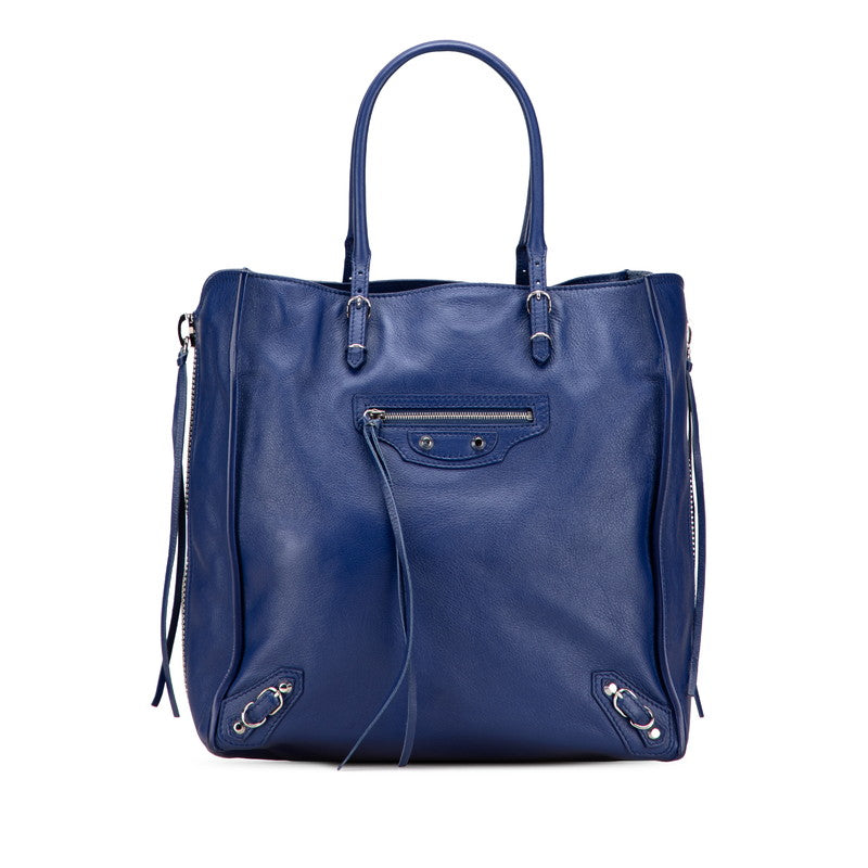 バレンシアガ ペーパー トートバッグ 357330 ブルー レザー レディース BALENCIAGA 【中古】