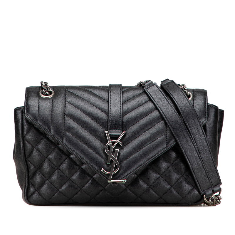 サンローラン サッチェル スモール YSLロゴ チェーンショルダーバッグ ハンドバッグ ブラック レザー レディース SAINT LAURENT 【中古】