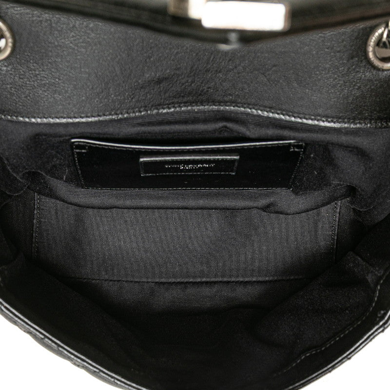 サンローラン サッチェル スモール YSLロゴ チェーンショルダーバッグ ハンドバッグ ブラック レザー レディース SAINT LAURENT 【中古】