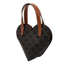 セリーヌ トリオンフ ティーン クール ハート ハンドバッグ ショルダーバッグ 2WAY ブラック ブラウン PVC レザー レディース CELINE 【中古】
