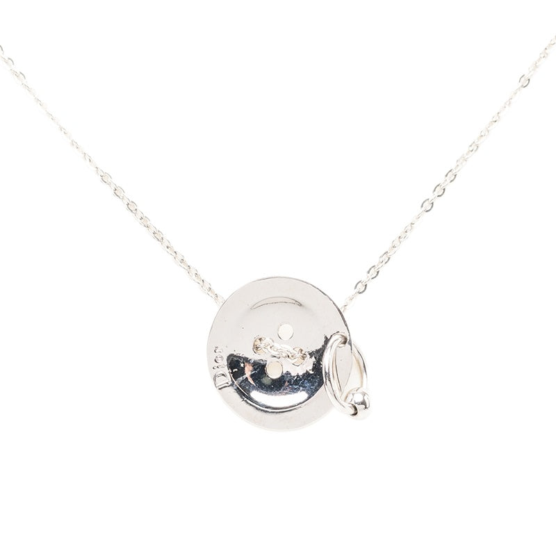 ディオール ボタンモチーフ チェーン ペンダント ネックレス シルバー メタル レディース Dior 【中古】