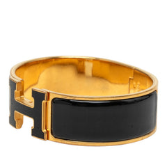 エルメス クリッククラックH GM ブレスレット バングル ゴールド ブラック メッキ エナメル レディース HERMES 【中古】