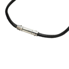 グッチ メス シンボル ネックレス ブラック SV925 シルバー レザー レディース GUCCI 【中古】