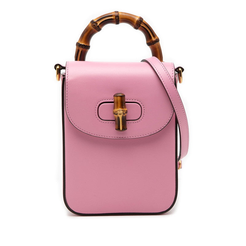 グッチ バンブー ミニ リュック バックパック ハンドバッグ ショルダーバッグ 3WAY 702106 ピンク レザー レディース GUCCI 【中古】