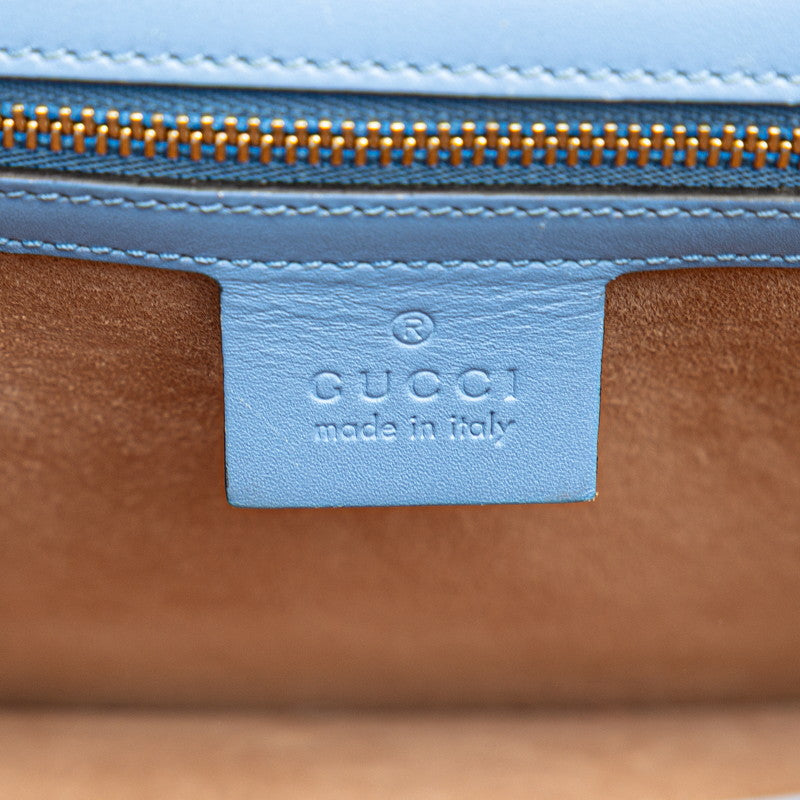 グッチ シルヴィ ワンショルダーバッグ 421882 ライトブルー レザー レディース GUCCI 【中古】