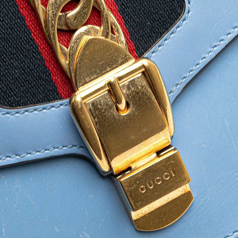 グッチ シルヴィ ワンショルダーバッグ 421882 ライトブルー レザー レディース GUCCI 【中古】
