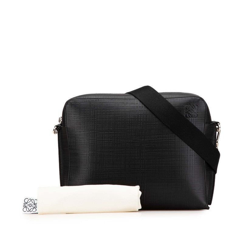 ロエベ アナグラムロゴ ショルダーバッグ ブラック レザー メンズ LOEWE 【中古】