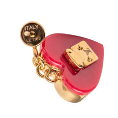 ルイ ヴィトン ブックルドレイユ ロックミー ハート ピアス M66790 ゴールド レッド メッキ プラスチック レディース LOUIS VUITTON 【中古】