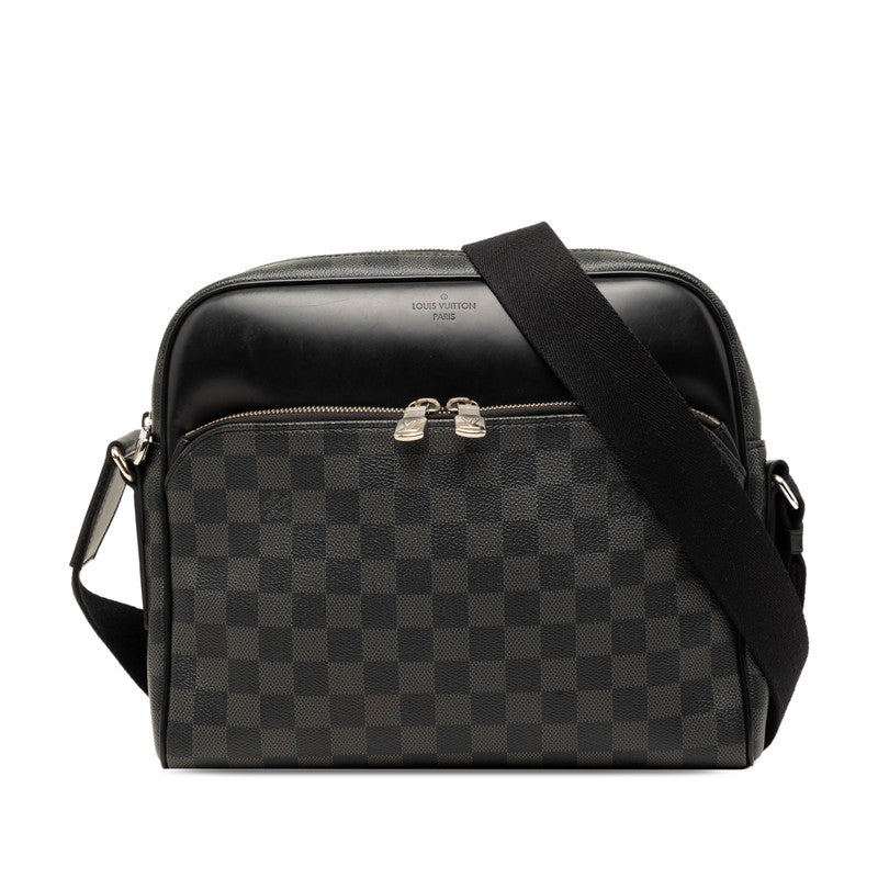 ルイ ヴィトン ダミエ デイトンPM 斜め掛け ショルダーバッグ N41408 ブラック PVC レザー メンズ LOUIS VUITTON 【中古】