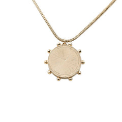 シャネル ココマーク LA PAUSA ミラー ペンダント ネックレス ゴールド ネイビー メッキ ラインストーン レディース CHANEL 中古
