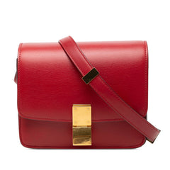 セリーヌ クラシックボックス 斜めかけ ショルダーバッグ レッド レザー レディース CELINE 【中古】