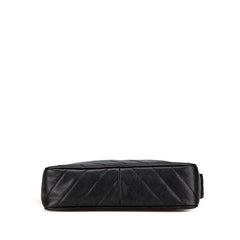 シャネル ココマーク バイアスステッチ 斜め掛け ショルダーバッグ ブラック キャビアスキン レディース CHANEL 【中古】